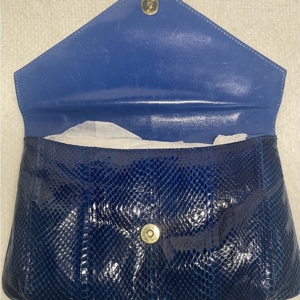 Vintage J. Renee Women’s Classic Blue Snakeskin Clutch Bag/ matching Heels sz 8 - Picture 6 of 7